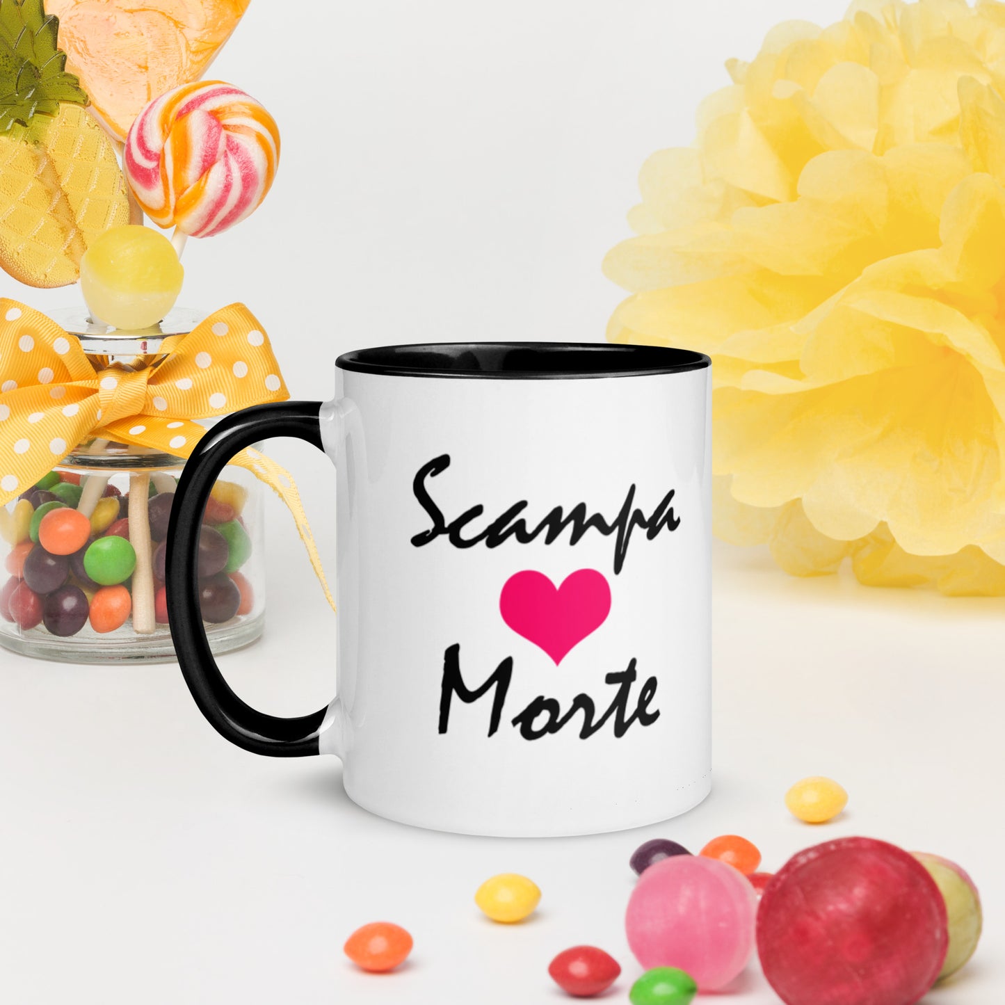 Scampamorte Mug with black detail - Pink Heart